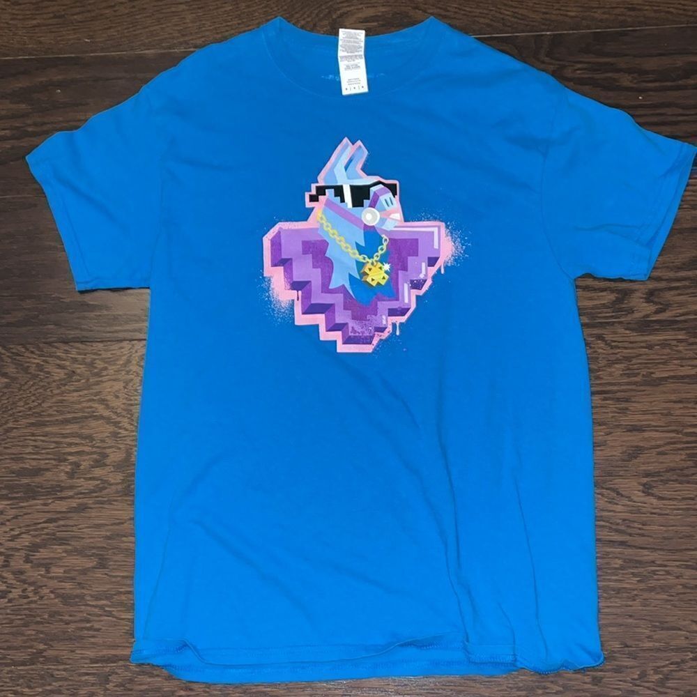 Fortnite Loot Llama Sunglasses (T Shirt, Small M- Blue) Multiplayer Gaming